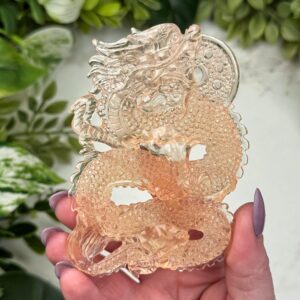 Morganite Dragon | 86g | - #s31 (polished Pink Crystal Carving, Heart Chakra, Love)