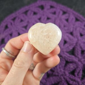 Peach Morganite Heart Crystal Polished Stone Natural Pale Orange Unique India Heart Shaped Carving