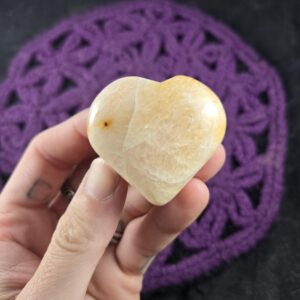 Peach Morganite Heart Crystal Polished Stones Crystals Natural Pale Orange Unique India Heart Shaped Carving