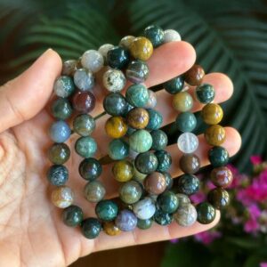 10mm Rainbow Moss Agate Bracelet: Crystal Gemstone Jewelry 10mm Rainbow Moss Agate Bracelet: Crystal Gemstone Jewelry