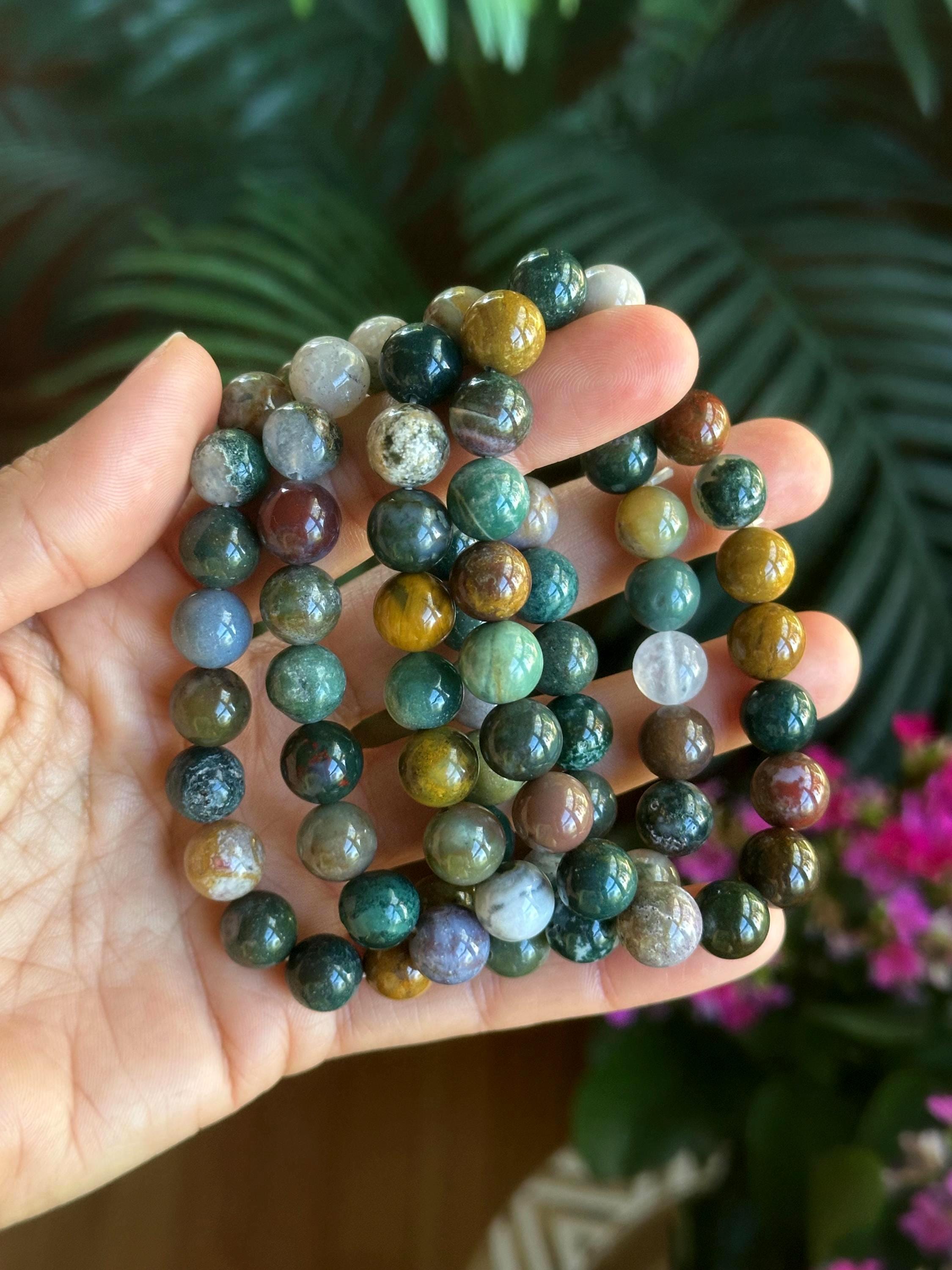 10mm Rainbow Moss Agate Bracelet: Crystal Gemstone Jewelry