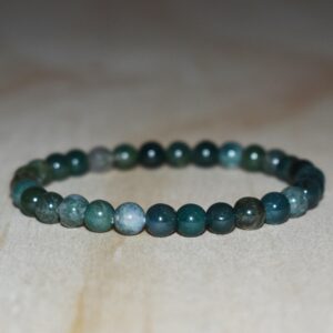 6mm Moss Agate Bracelet, Natural Gemstone, Custom Wrist Size