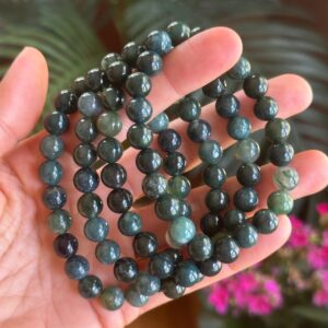 8mm Moss Agate Bracelet: Crystal Gemstone Jewelry 8mm Moss Agate Bracelet: Crystal Gemstone Jewelry