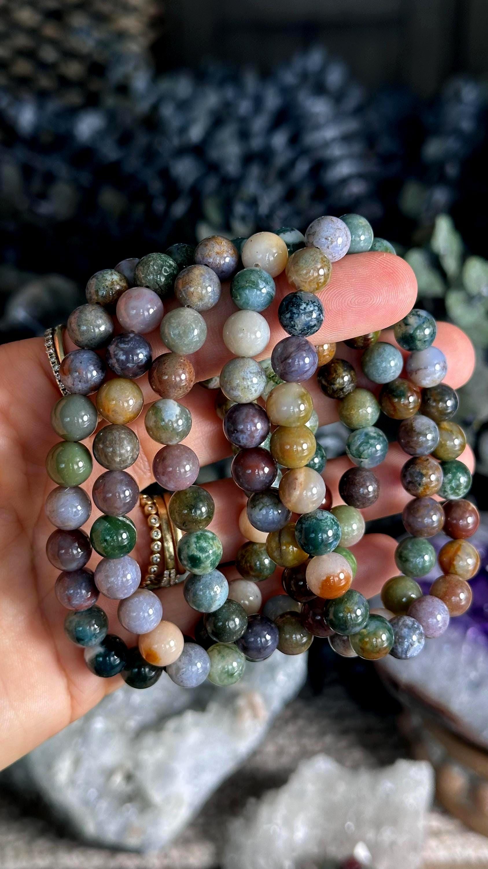 8mm Rainbow Moss Agate Bracelet: Crystal Gemstone Jewelry