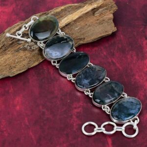 Beautiful Moss Agate Bracelet, Trendy Gemstone Bracelet, 925 Sterling Silver Bracelet, Elegant Unique Jewelry, Nature Inspired Jewelry Gift