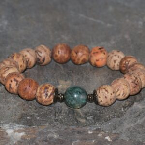 Bodhi Seeds & Moss Agate Bracelet Natural 10mm Beads Meditation Bracelet Chakra Bracelet Boho Buddha Bodhi Tree Bronze Green Quartz Unisex