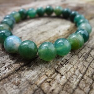 Moss Agate Bracelet. Bohemian Chic Natural Forest Green Elastic Bracelet Handmade In Australia By Miss Leroy Moss Agate Bracelet. Bohemian Chic Natural Forest Green Elastic Bracelet Handmade In Australia By Miss Leroy