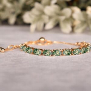 Moss Agate Bolo Bracelet, 925 Sterling Silver, Adjustable