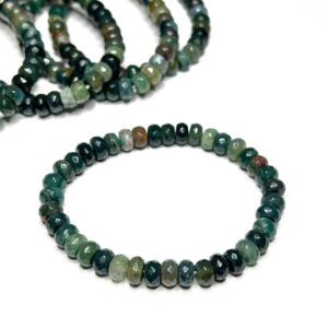 Moss Agate Crystal Bracelet: Choose 4mm or 8mm Rondelle Gemstone Beads Moss Agate Crystal Bracelet: Choose 4mm or 8mm Rondelle Gemstone Beads