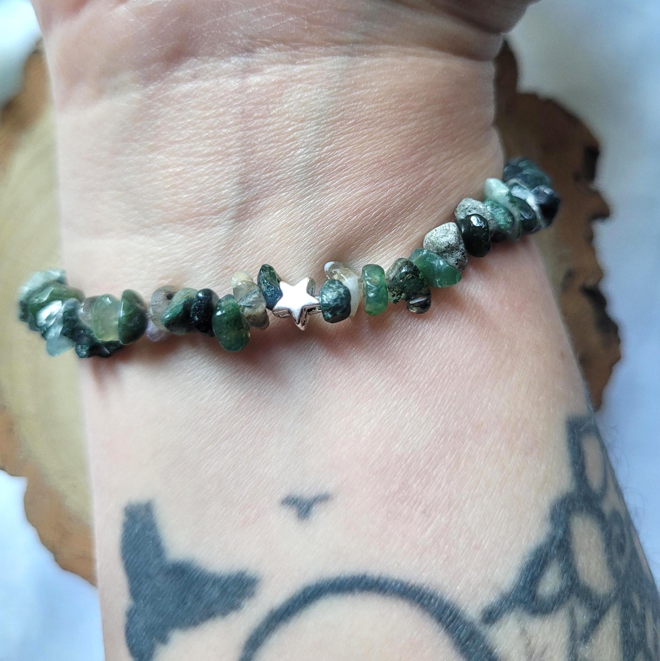 Moss Agate Delicate Star Gemstone Bracelet Moss Agate Delicate Star Gemstone Bracelet