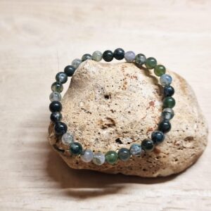 Moss Agate Bracelet. Elastic Stretch Stacking Bracelets For Women. Virgo Jewelry