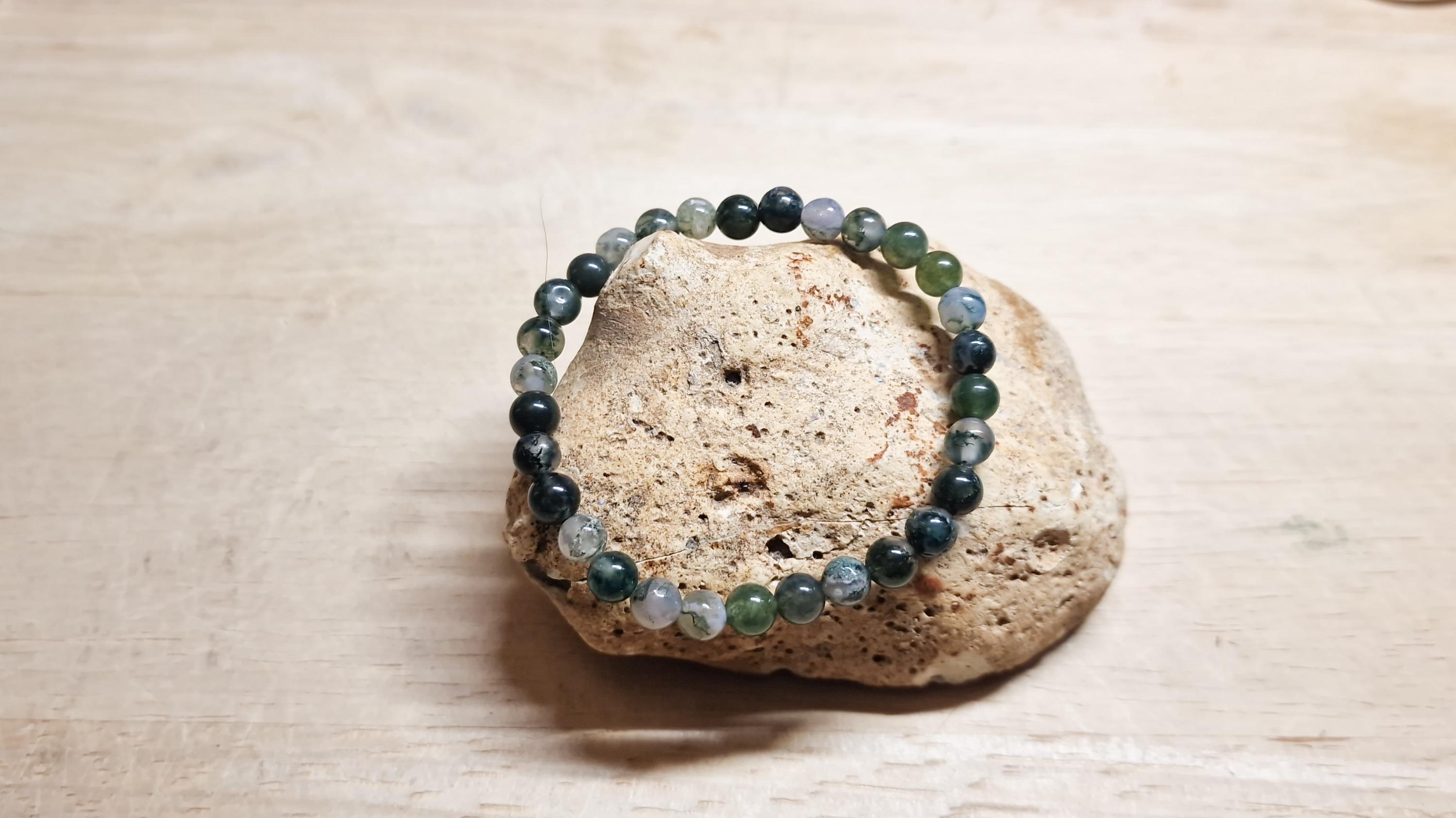 Moss Agate Bracelet. Elastic Stretch Stacking Bracelets For Women. Virgo Jewelry Moss Agate Bracelet. Elastic Stretch Stacking Bracelets For Women. Virgo Jewelry