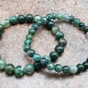 Moss Agate Bracelet, Gemstone Bracelet, 7 Inch
