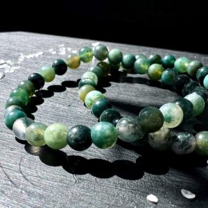 Green Moss Agate Bracelet 6mm | Abundance Prosperity Crystal | Heart Chakra Wealth