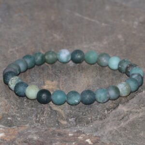 Green Moss Agate Beaded Bracelet, 6mm Matte Beads, Yoga Gift, Natural Green Agate Bracelet, Stack Gemstone Bracelet, Unisex Healing Bracelet