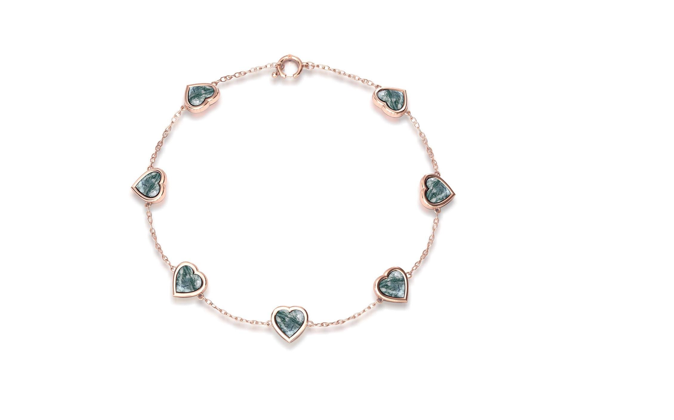 Green Moss Agate Heart Bracelet For Her 925 Silver Moss Agate Dainty Bracelet Antique Minimalist Gemstone Bracelet Unique Statement Bracelet Green Moss Agate Heart Bracelet For Her 925 Silver Moss Agate Dainty Bracelet Antique Minimalist Gemstone Bracelet Unique Statement Bracelet