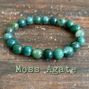 Green Moss Agate Wrist Mala / / A Grade, New Beginnings - Grounding In Nature - Opening The Heart Chakra