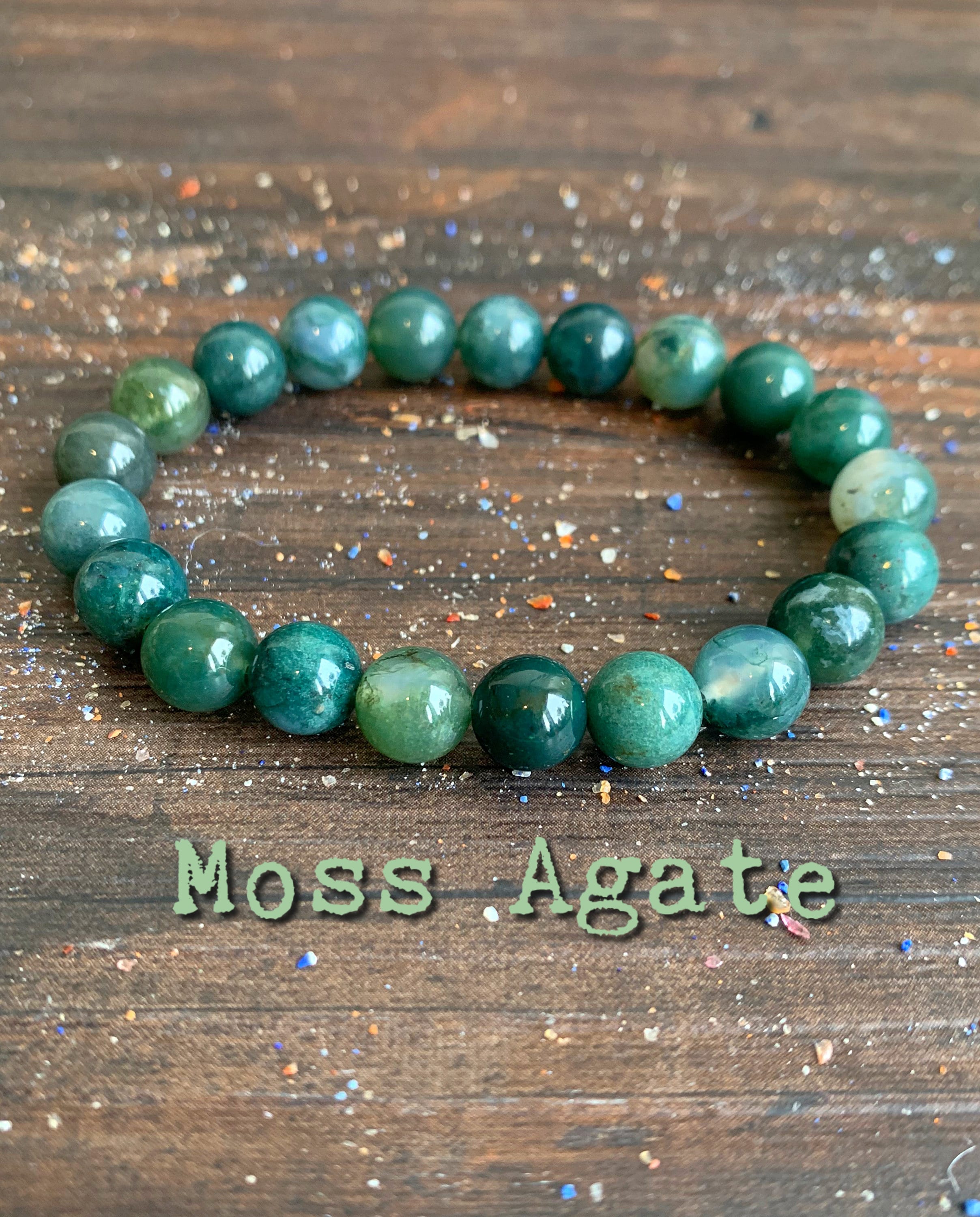Green Moss Agate Wrist Mala / / A Grade, New Beginnings - Grounding In Nature - Opening The Heart Chakra Green Moss Agate Wrist Mala / / A Grade, New Beginnings - Grounding In Nature - Opening The Heart Chakra