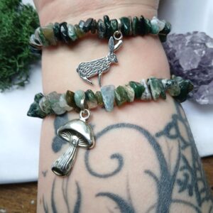 Moss Agate Hare and Toadstool Bracelet Bundle - Earth element - Ostara - Beltane - Mushroom Moss Agate Hare and Toadstool Bracelet Bundle - Earth element - Ostara - Beltane - Mushroom