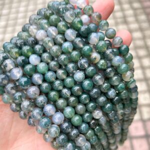Natural Aaa Moss Agate Smooth Round Beads Loose Gemstone Crystal For Jewelry Making / bracelets / diy 2mm 3mm 4mm 6mm 8mm 10mm Stone Beads.