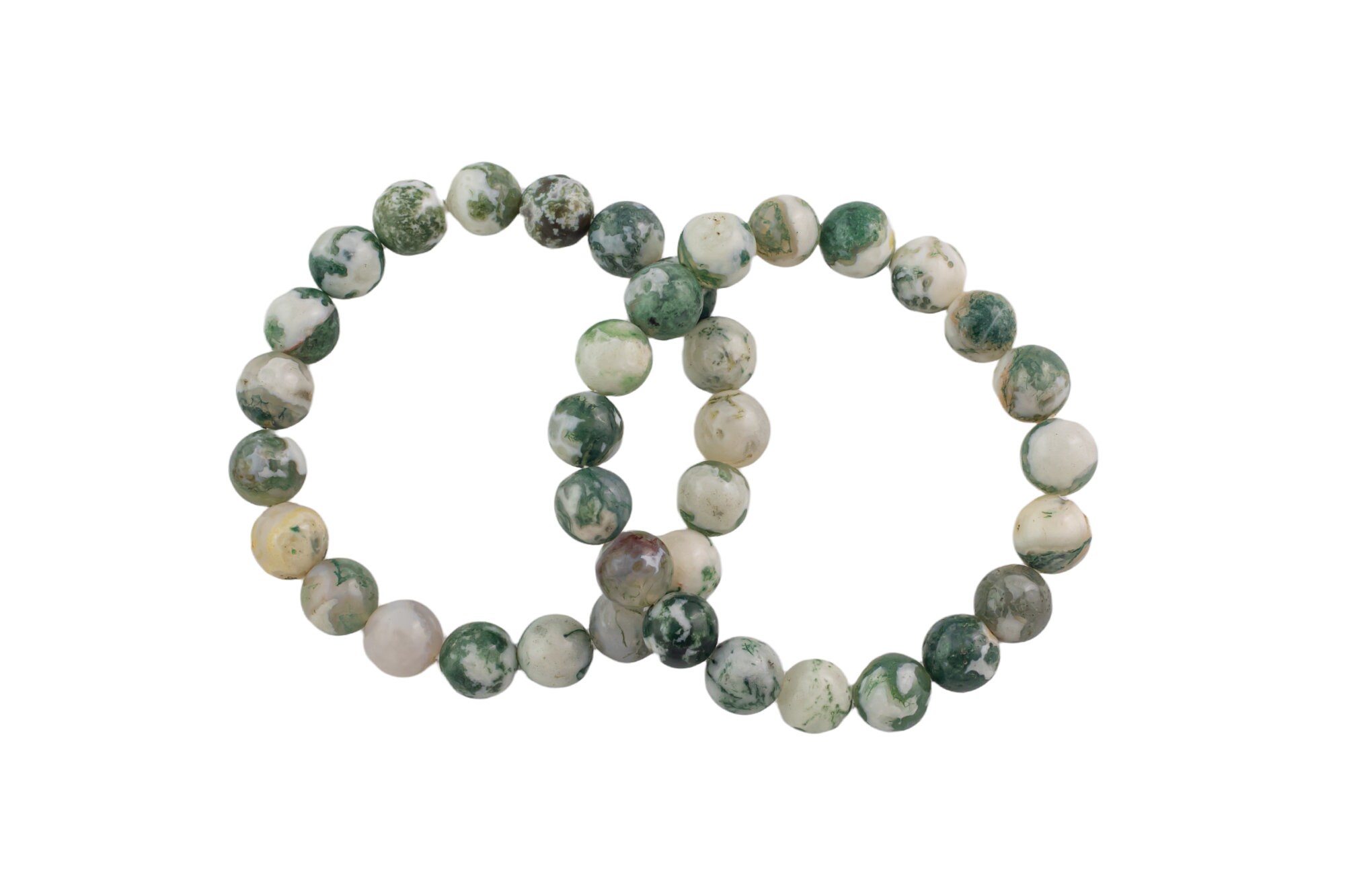 Natural Green Moss Agate Bracelet Smooth Round Size 6mm And 8mm- Handmade In Usa- Approx. 7" Bracelet Crystal Bracelet