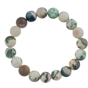 Natural Green Moss Agate Bracelet Matte Round Size 6mm and 8mm- Handmade In USA- approx. 7" Bracelet Crystal Bracelet