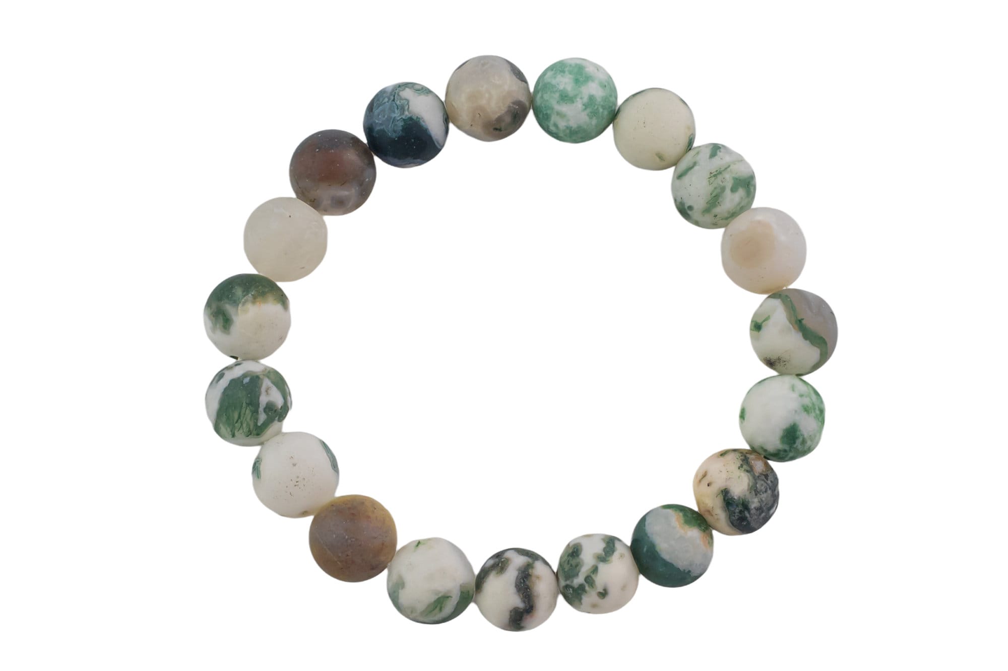 Natural Green Moss Agate Bracelet Matte Round Size 6mm And 8mm- Handmade In Usa- Approx. 7" Bracelet Crystal Bracelet