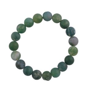 Natural Moss Agate Matte Round Size 6mm and 8mm- Handmade In USA- approx. 7" Bracelet Crystal Bracelet