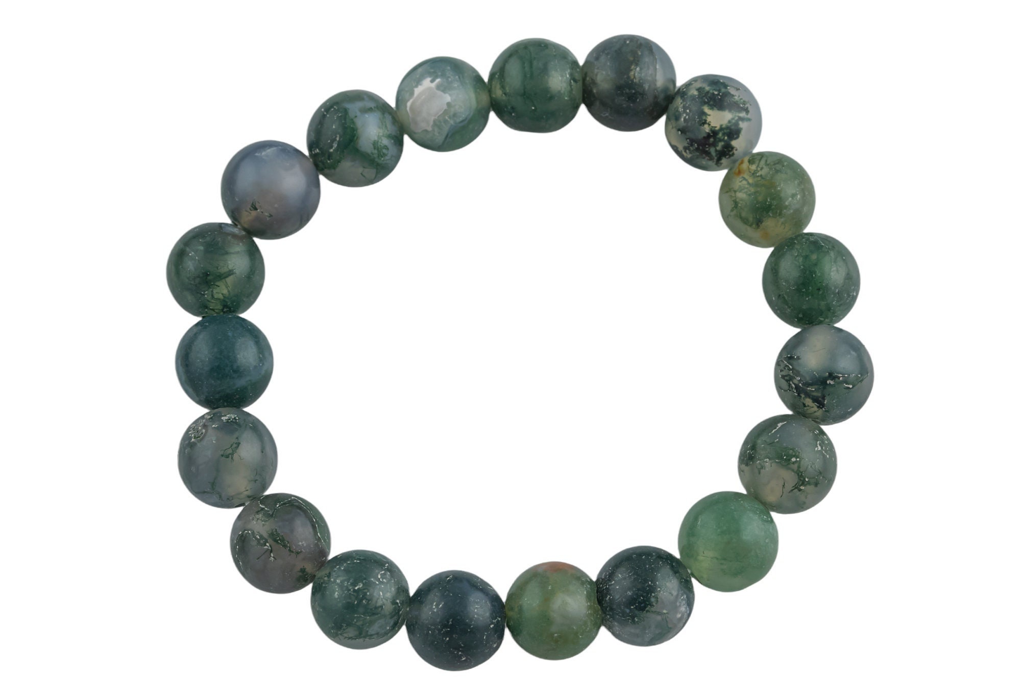Natural Moss Agate Round Size 6mm And 8mm- Handmade In Usa- Approx. 7" Bracelet Crystal Bracelet Natural Moss Agate Round Size 6mm And 8mm- Handmade In Usa- Approx. 7" Bracelet Crystal Bracelet