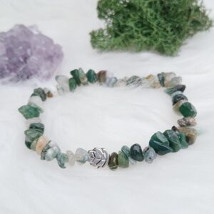 Moss Agate Oak Leaf Bracelet - Earth element - Oak Man - Summer Solstice - Pagan Moss Agate Oak Leaf Bracelet - Earth element - Oak Man - Summer Solstice - Pagan