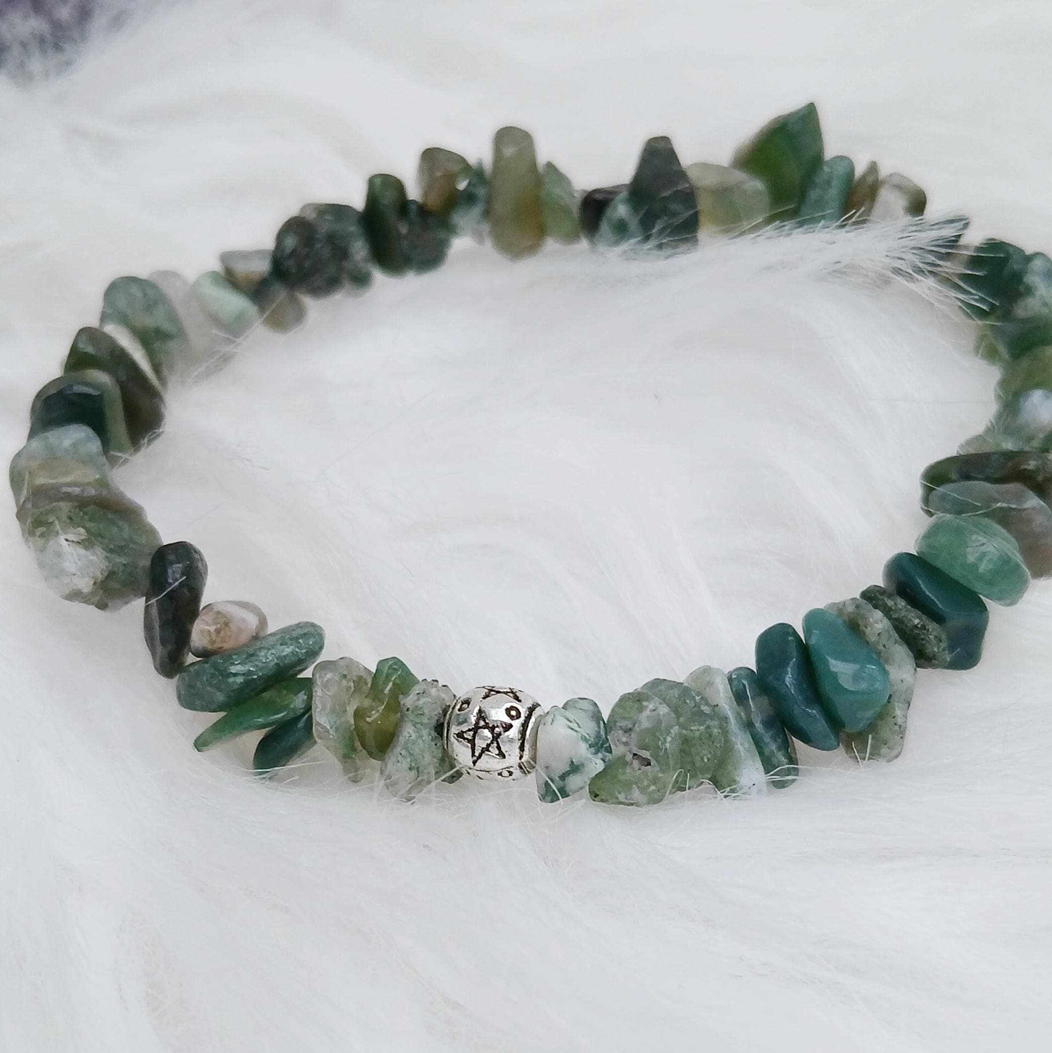 Moss Agate Pentacle Bracelet - Earthly - Good Health