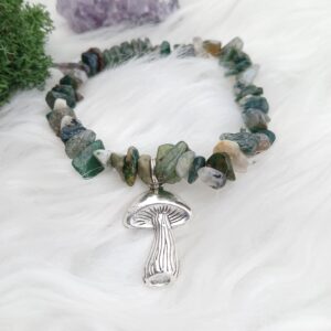 Moss Agate Toadstool bracelet - Fairy realm