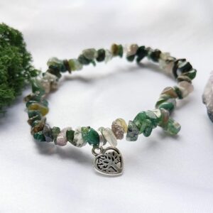 Moss Agate Tree of Life Heart Bracelet - Earth element - Ostara - Beltane - Pagan Moss Agate Tree of Life Heart Bracelet - Earth element - Ostara - Beltane - Pagan