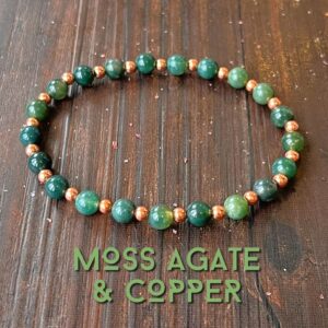Moss Agate & Untreated Copper Wrist Mala // Stimulates Energy Flow - Heart Chakra - New Beginnings - Letting Go of the Past Moss Agate & Untreated Copper Wrist Mala // Stimulates Energy Flow - Heart Chakra - New Beginnings - Letting Go of the Past
