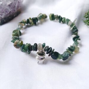 Witchy Cauldron Moss Agate bracelet - Earthly - Good Health