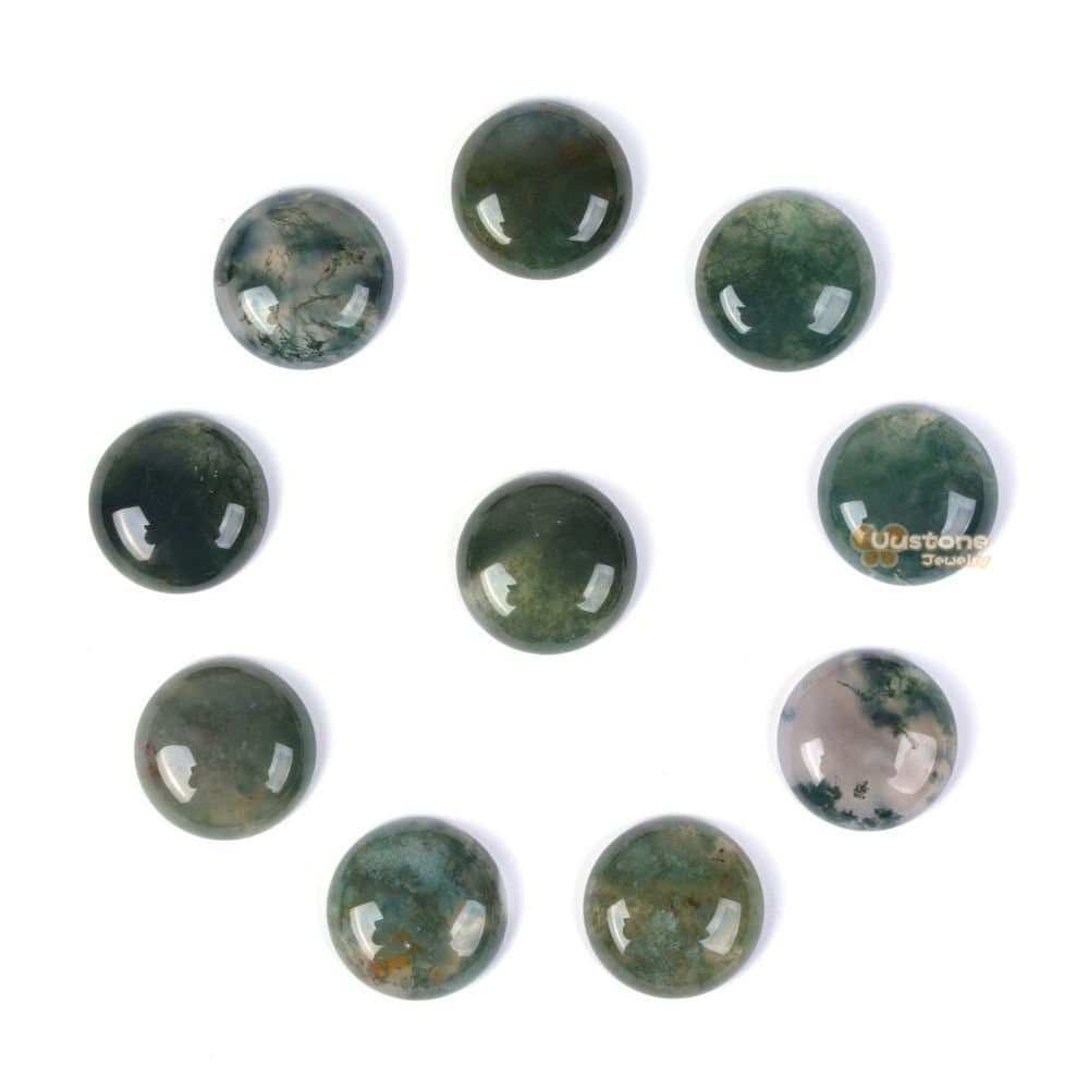 20mm Moss Agate Gemstone Round Cab Cabochon 20mm Moss Agate Gemstone Round Cab Cabochon