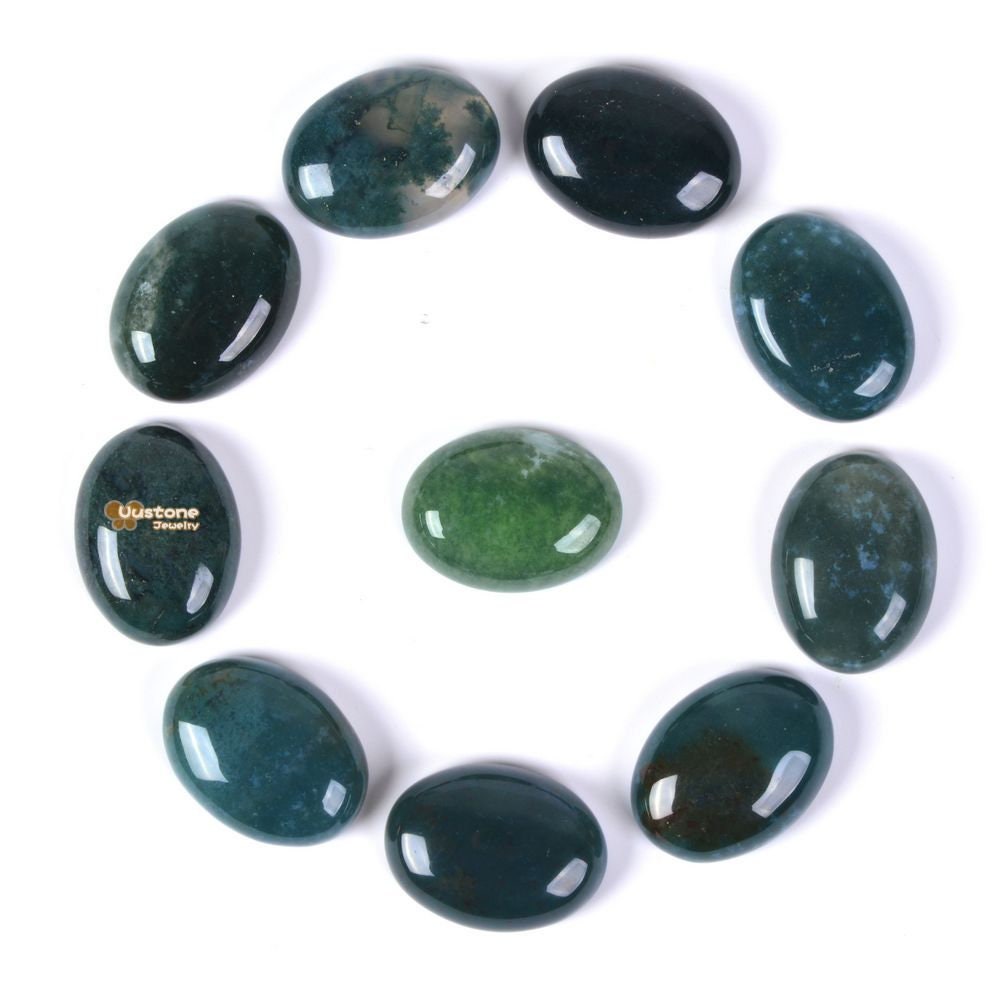 20mm Moss Agate Oval Cab Cabochon Diy Jewelry Making