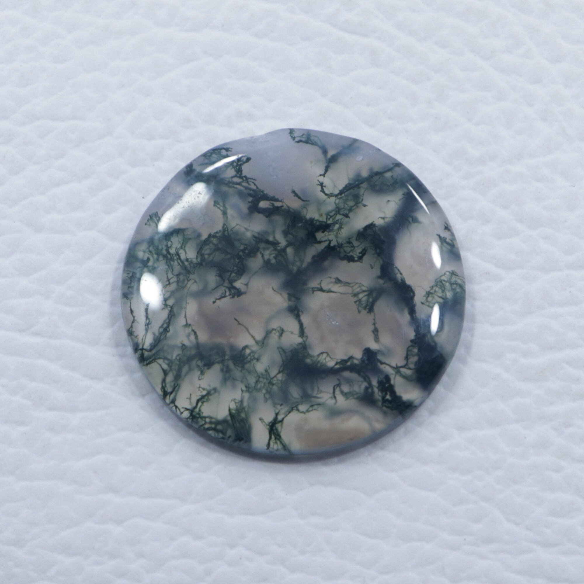 24.95 Ct Round Moss Agate Cabochon - 27 Mm Green Gemstone