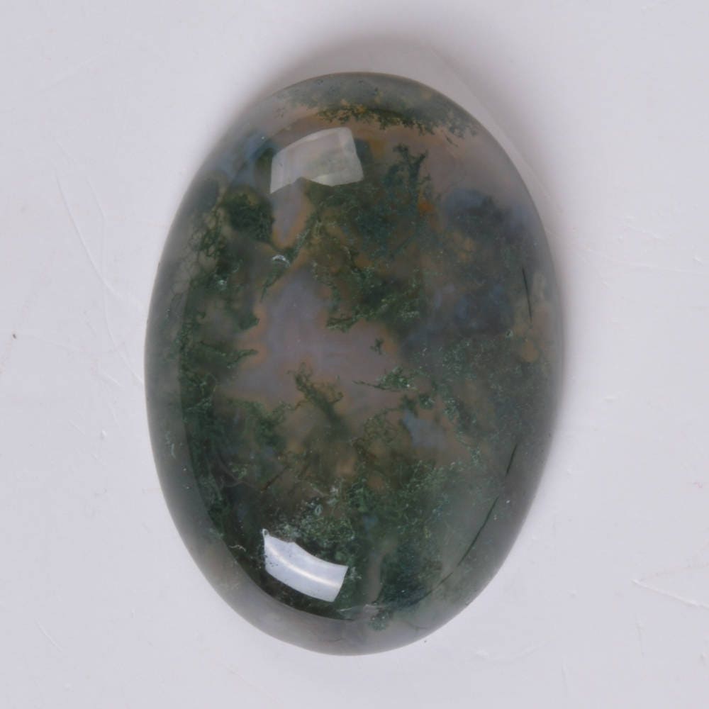 25mm Moss Agate Oval Flatback Cab Cabochon