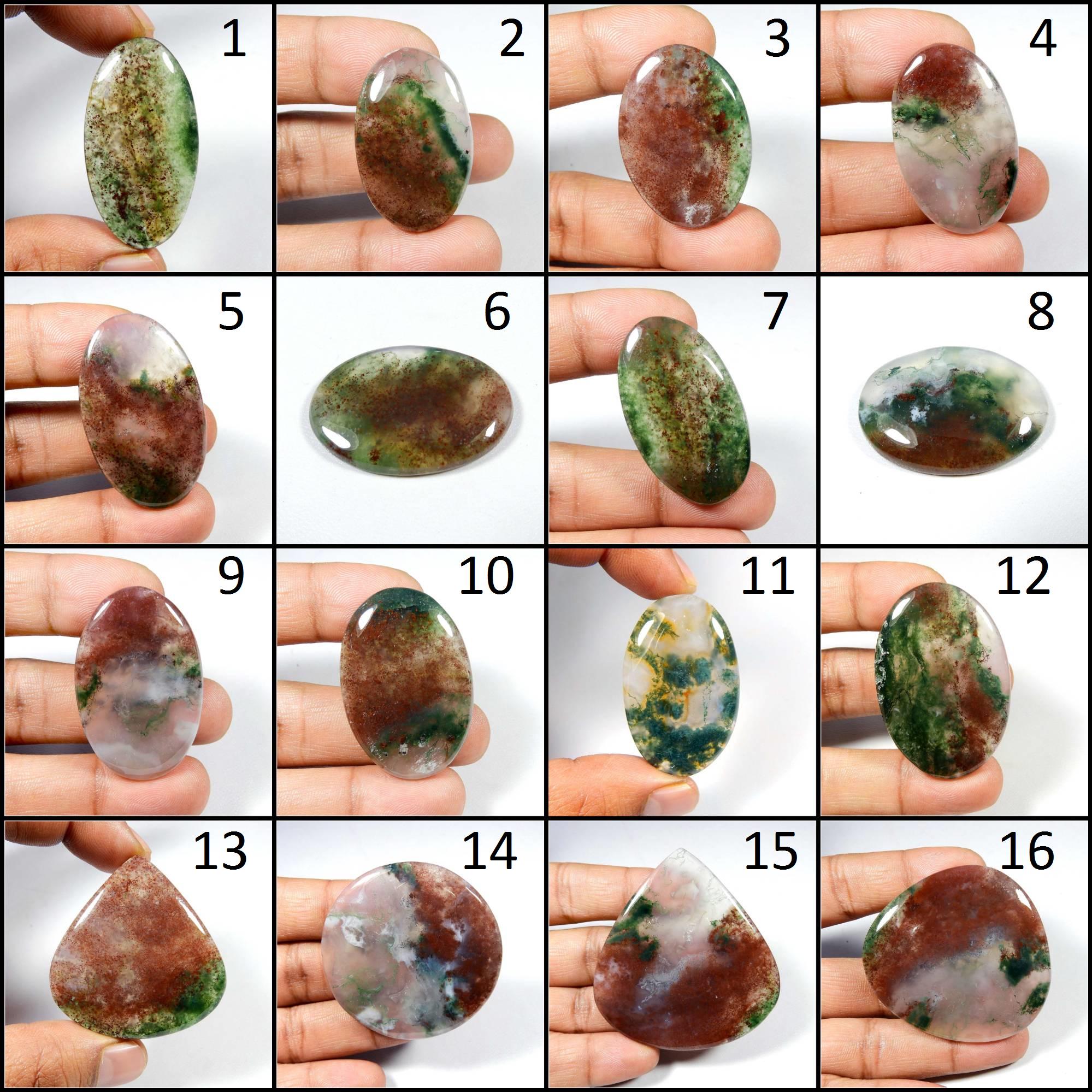 Aaa+ Green Moss Agate Cabochon. Charming! Moss Agate Gemstone. Natural Seaweed Moss Agate. Mix Shape Wholesale Moss Agate For Jewelry Loose.