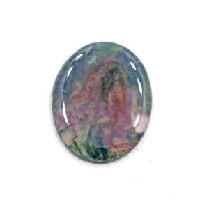 Green Moss Agate Cabochon: Natural Gemstone, Pear/Oval Shape