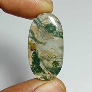 Moss Agate Cabochon: Loose Gemstone for Jewelry Making (25Cts, 31x17mm)