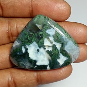 Moss Agate Cabochon: Loose Gemstone for Jewelry Making (44x36mm, 81Cts.)