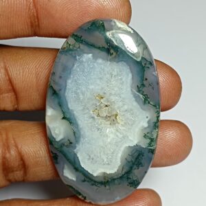 Moss Agate Cabochon: Loose Gemstone for Jewelry Making (48x29mm, 73Cts.)