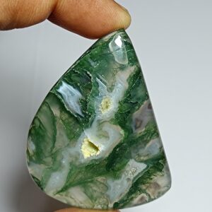 Moss Agate Cabochon: Loose Gemstone for Jewelry Making (50x40mm, 110Cts.)