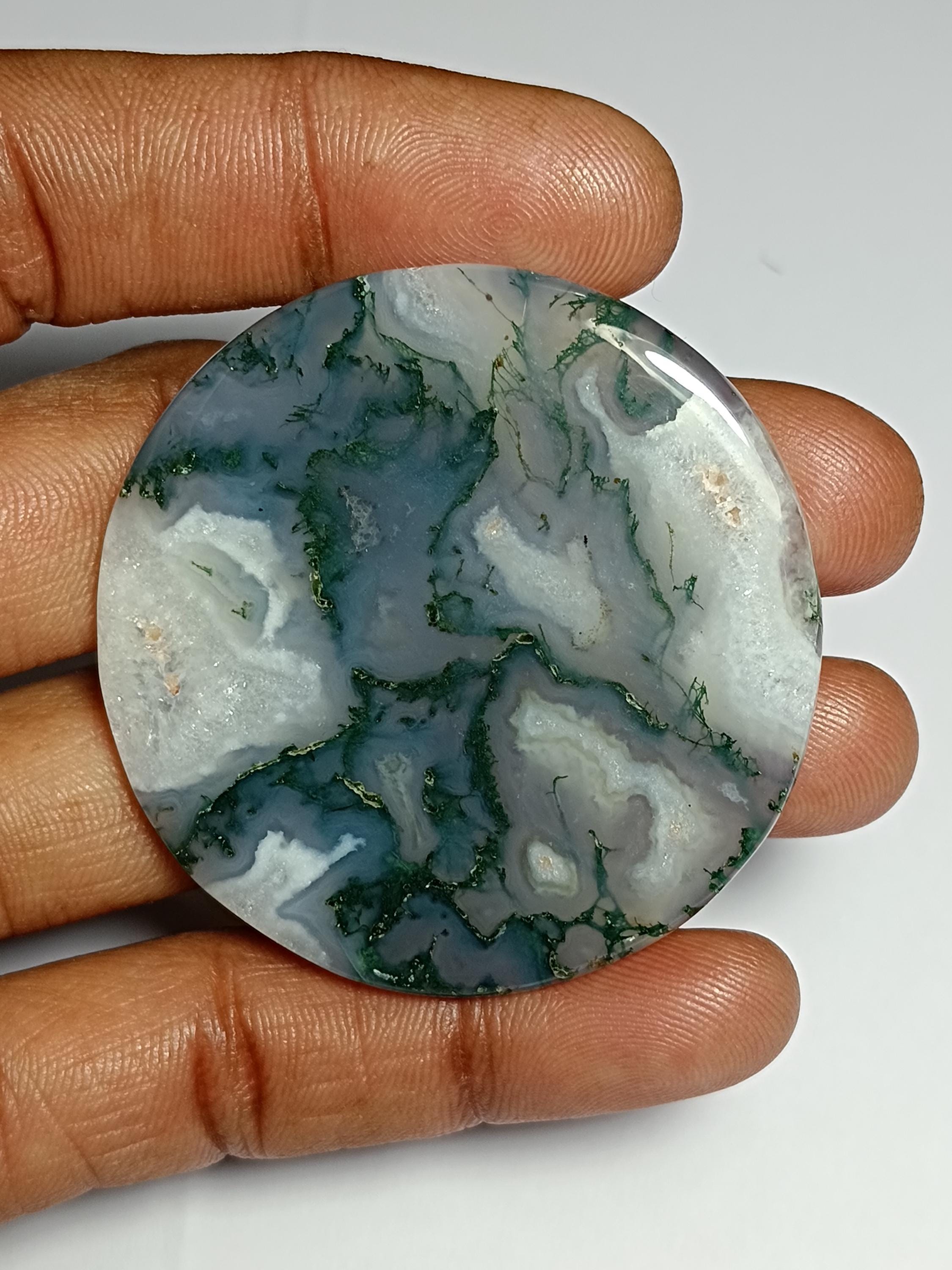 Moss Agate Cabochon: Loose Gemstone For Jewelry Making (49x49mm, 120cts.) Moss Agate Cabochon: Loose Gemstone For Jewelry Making (49x49mm, 120cts.)