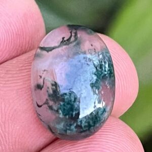 Oval Moss Agate Cabochon | Handmade Polished Gemstone, 7 Carat