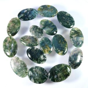 Polished Moss Agate Cabochon: Aaa+ Green Seaweed Gemstone