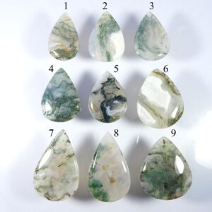 Polished Moss Agate Cabochons: Green Seaweed Gemstone, Jewelry Making - Mmxx