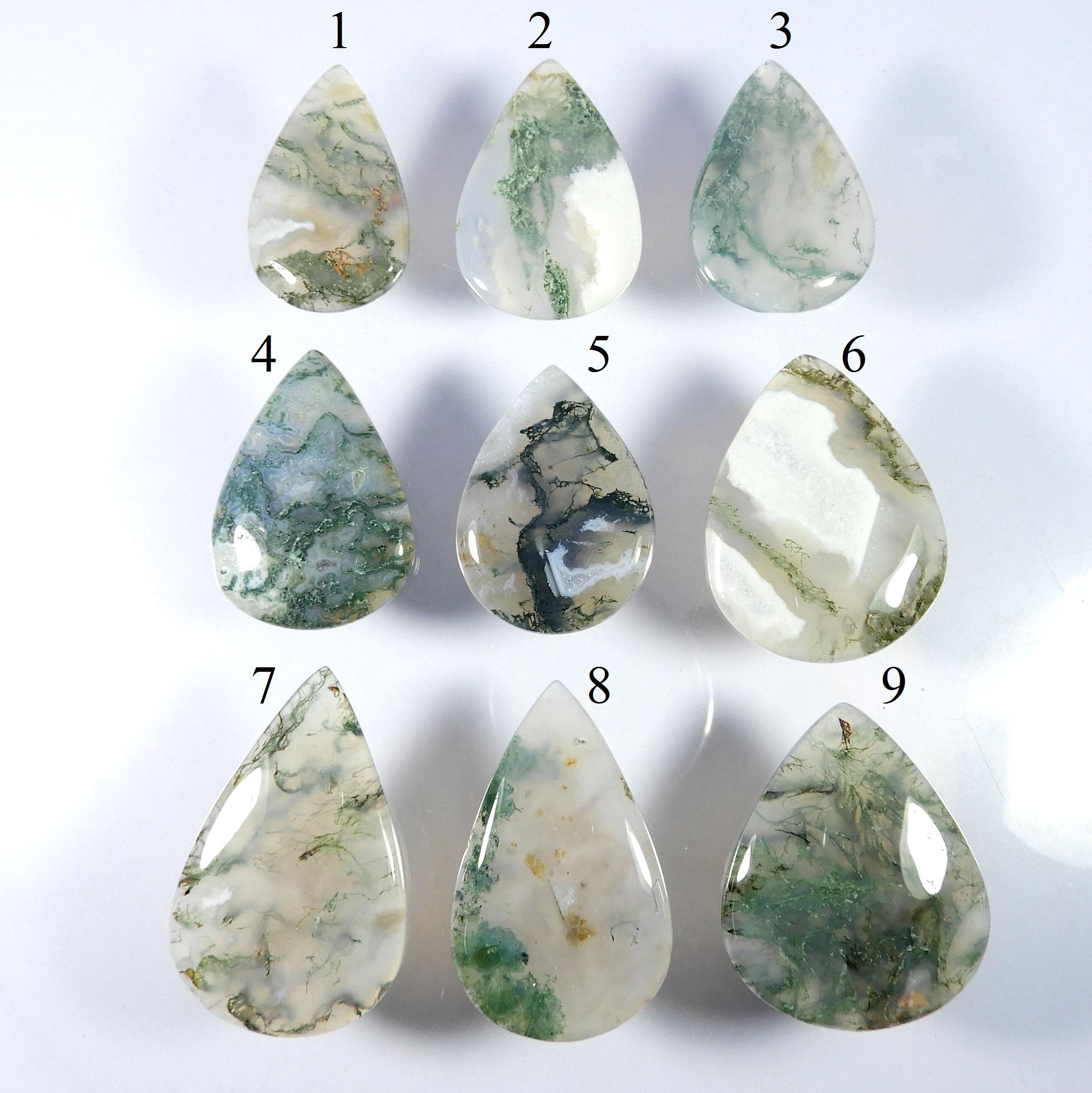 Polished Moss Agate Cabochons: Green Seaweed Gemstone, Jewelry Making - Mmxx Polished Moss Agate Cabochons: Green Seaweed Gemstone, Jewelry Making - Mmxx